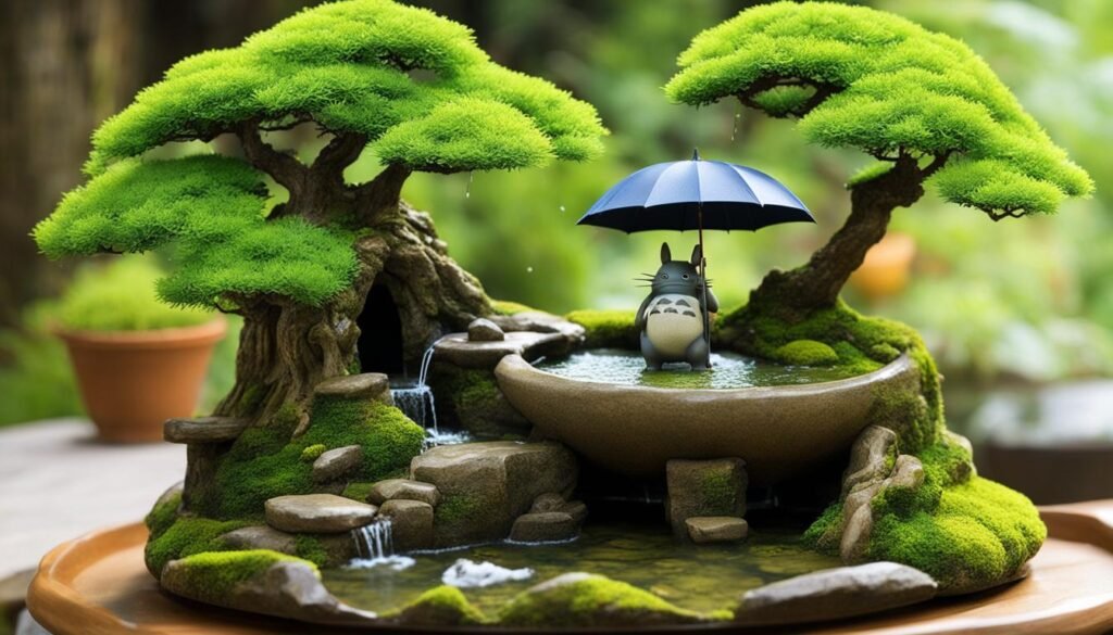 Studio Ghibli-themed bonsai fountain