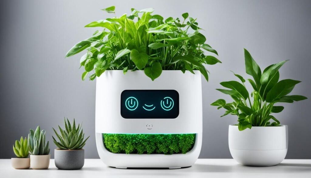 smart planter pot with digital face