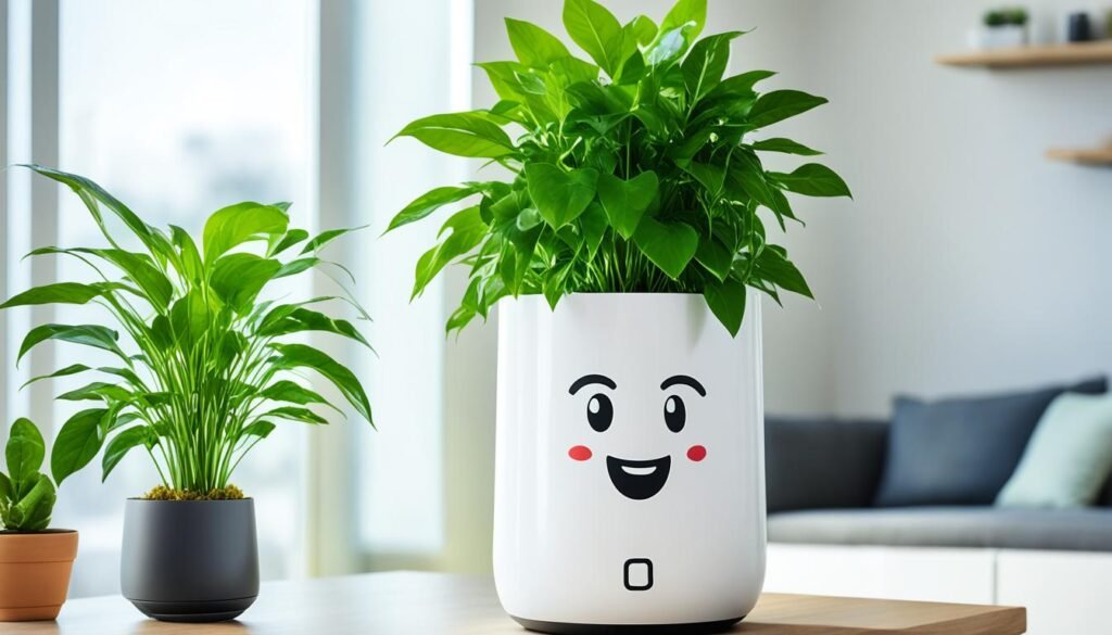 smart planter pot with digital face