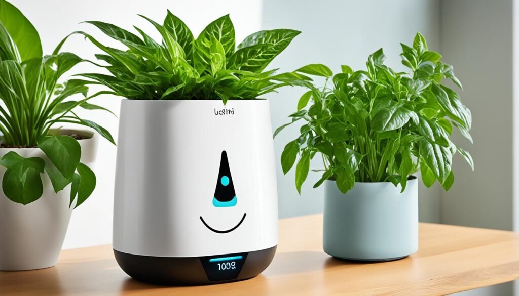 smart planter pot with digital face